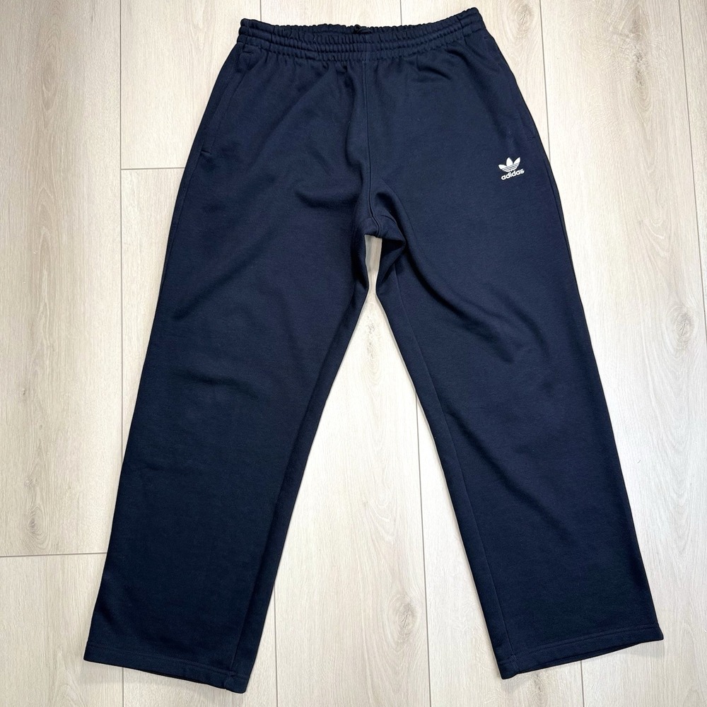 Adidas Originals Black Fleece Sweatpants Mens M Zip Pockets Elastic‎ Waist NWOT
